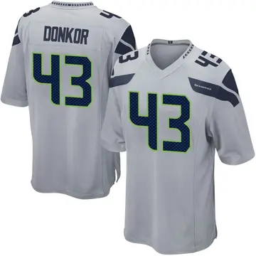 Men's Aaron Donkor Seattle Seahawks Game Gray Alternate Jersey