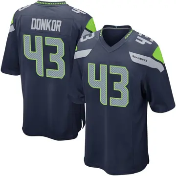 Men's Aaron Donkor Seattle Seahawks Game Navy Team Color Jersey