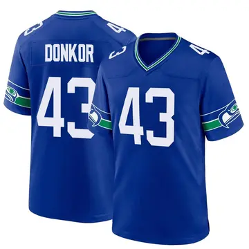 Men's Aaron Donkor Seattle Seahawks Game Royal Throwback Jersey