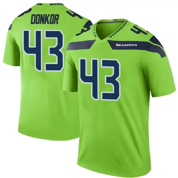 Men's Aaron Donkor Seattle Seahawks Legend Green Color Rush Neon Jersey