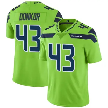 Men's Aaron Donkor Seattle Seahawks Limited Green Color Rush Neon Jersey