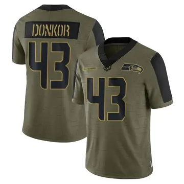 Men's Aaron Donkor Seattle Seahawks Limited Olive 2021 Salute To Service Jersey