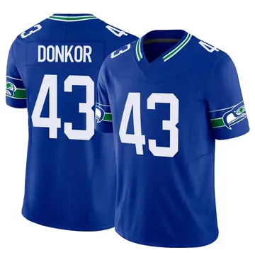 Men's Aaron Donkor Seattle Seahawks Limited Royal Throwback Vapor F.U.S.E. Jersey