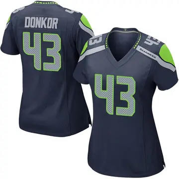 Women's Aaron Donkor Seattle Seahawks Game Navy Team Color Jersey