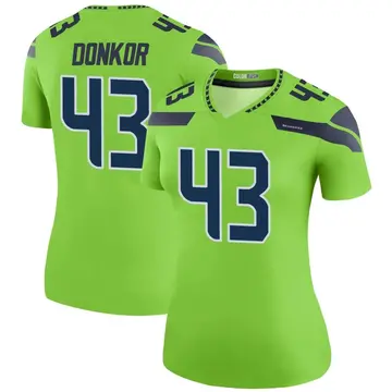 Women's Aaron Donkor Seattle Seahawks Legend Green Color Rush Neon Jersey