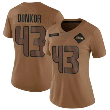 Women's Aaron Donkor Seattle Seahawks Limited Brown 2023 Salute To Service Jersey