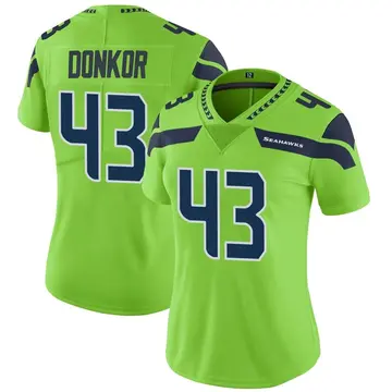 Women's Aaron Donkor Seattle Seahawks Limited Green Color Rush Neon Jersey