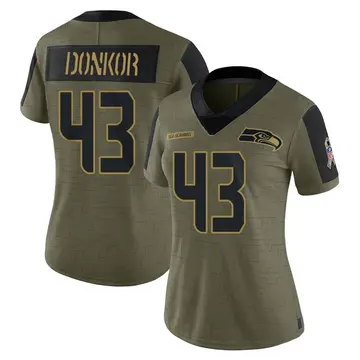 Women's Aaron Donkor Seattle Seahawks Limited Olive 2021 Salute To Service Jersey