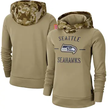 2019 Seattle Seahawks Hoodie Olive Salute to Service Sideline Therma  Pullover