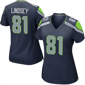 Women's Tyjon Lindsey Seattle Seahawks Game Navy Team Color Jersey