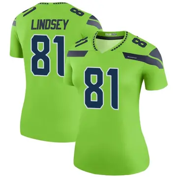 Women's Tyjon Lindsey Seattle Seahawks Legend Green Color Rush Neon Jersey