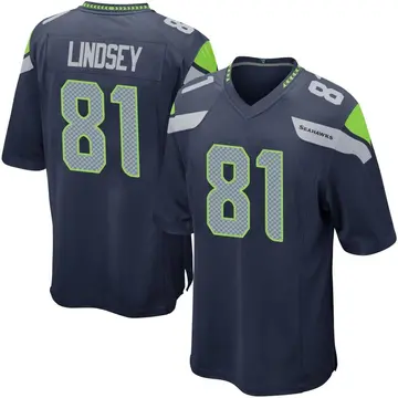 Youth Tyjon Lindsey Seattle Seahawks Game Navy Team Color Jersey